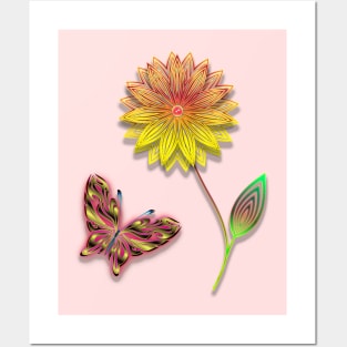 Butterfly and Flower Posters and Art